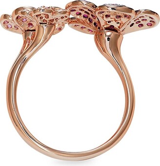Effy 14K Rose Gold, Diamond, Ruby & Pink Sapphire Flower Ring
