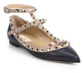 Thumbnail for your product : Valentino Bicolor Rockstud Leather Cage Flats