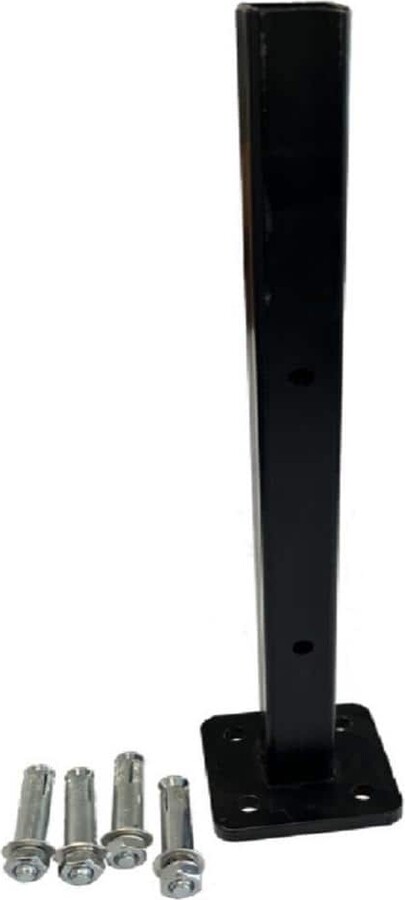 LH EP 3 in. x 3 in. x 1-1/3 ft. Black Metal Bottom Squared Post Holder for Installation Above Concrete EP Fence