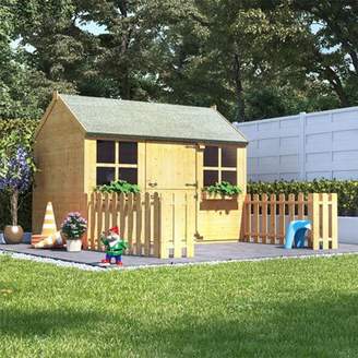6X4 Billyoh Gingerbread Junior Children Wooden Playhouse Outdoor Garden - Premium With 4Ft Picket Fence