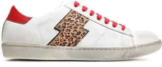 Amiri Leopard-print Calf Hair-appliqued Distressed Leather Sneakers