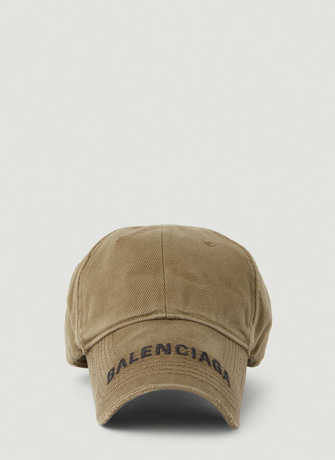 Balenciaga Logo Brim Baseball Cap in Khaki - ShopStyle Hats
