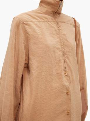 Lemaire High-neck Zip Silk-blend Shirt - Womens - Tan
