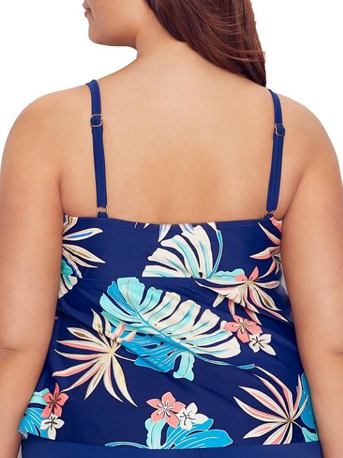 Maxine Of Hollywood Plus Size Hula Leaf Tiered Tankini Top ShopStyle