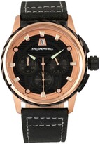 Thumbnail for your product : Morphic M61 Series, Rose Gold Case, Black Leather Chronograph Band Watch w/Date, 45mm