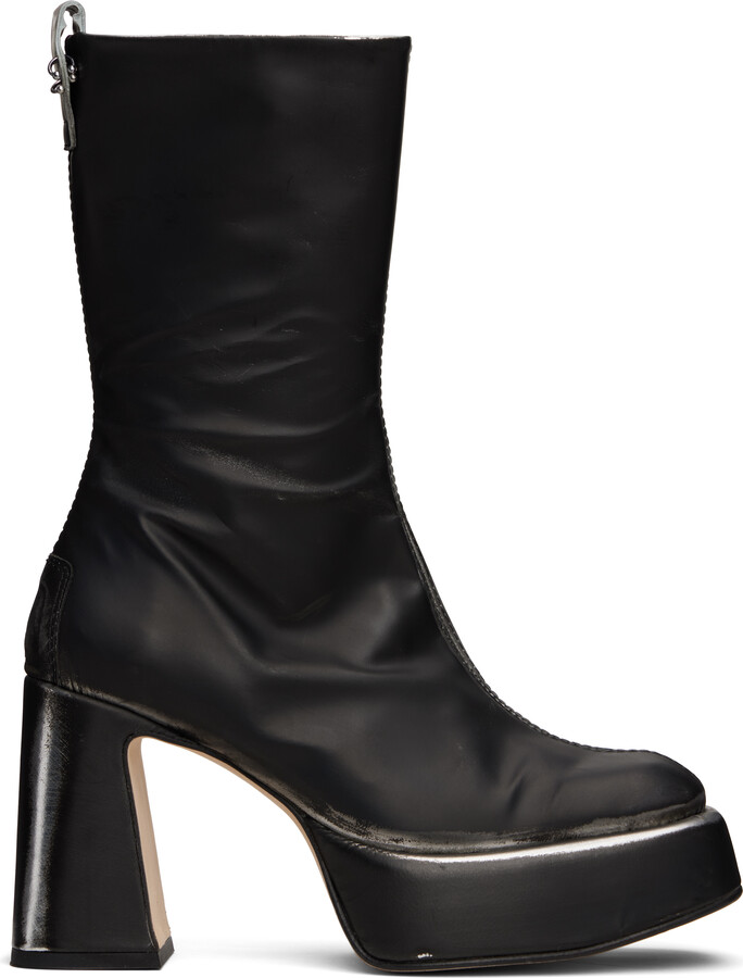 Miista Black & White Apple Ankle Boots
