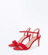 Thumbnail for your product : New Look Red Suedette Woven Strap Stiletto Heels