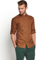 Thumbnail for your product : Goodsouls Mens Long Sleeve Roll Tab Sleeve Cotton Poplin Shirt - Toffee