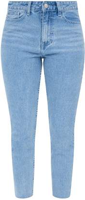 PrettyLittleThing Light Wash Extreme Distressed Back Straight Leg Jean