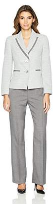 Le Suit Women's Petite Tweed 2 Button Notch Lapel Pant Suit