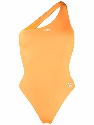 Off-White Logo-Print One-Shoulder Swimsuit