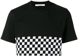 Givenchy check panel cropped T-shirt - men - Cotton - S