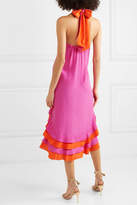 Thumbnail for your product : Diane von Furstenberg Sage Ruffled Silk Crepe De Chine Halterneck Dress - Fuchsia