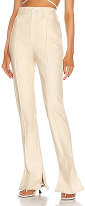 Brandon Maxwell Jean With Pintuck & Slits in Cream