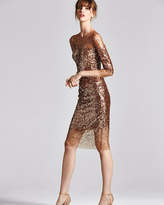 Thumbnail for your product : Monique Lhuillier Sequined Ombre Illusion 3/4-Sleeve Dress