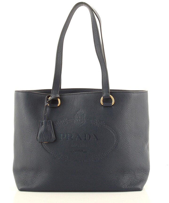 Prada Embossed Logo Open Tote Vitello Daino Medium ShopStyle