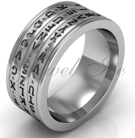Etsy 14K White Gold Three Row Spinner Da Vinci Cryptex, Codex, Decoder Ring lb-2025-1