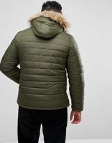Thumbnail for your product : Schott Plus Rocky 2 Puffer Bomber Hooded Detachable Faux Fur Trim Slim Fit In Green