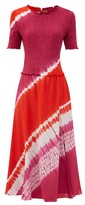 Thumbnail for your product : Altuzarra Ayumi Shirred Shibori-dyed Silk Midi Dress - Pink Print