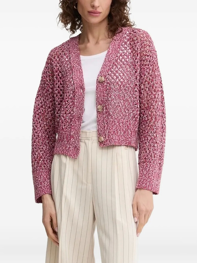 Open-Knit Button Cardigan