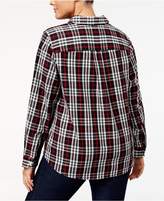 Thumbnail for your product : Charter Club Plus Size Cotton Jeweled Plaid Shirt, Created for Macy's