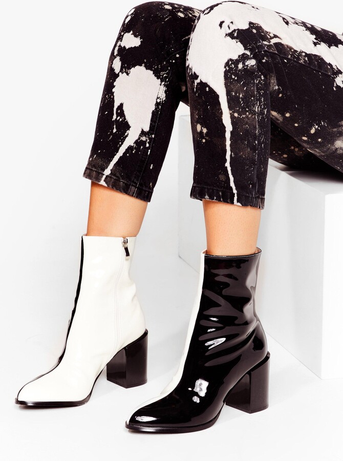 Two tone boots black and white Clearance