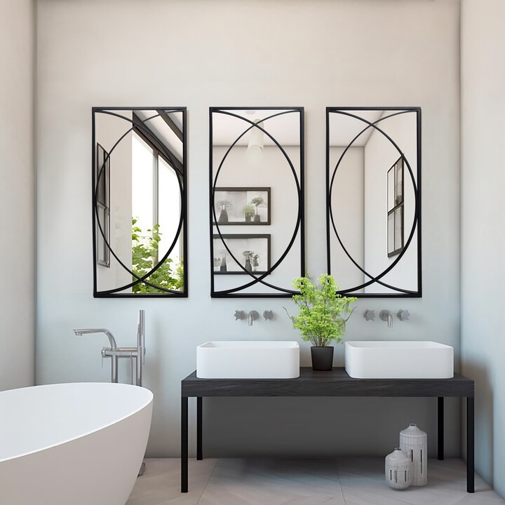 Luxen Home 3-Piece Black Metal Rectangular Wall Mirror Set - 31.9" H x  15.75" W x 0.75" D - ShopStyle