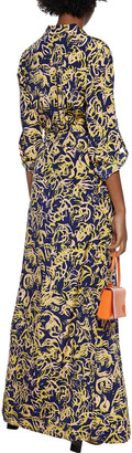 Diane von Furstenberg Amina Belted Printed Silk Crepe De Chine Maxi Shirt Dress