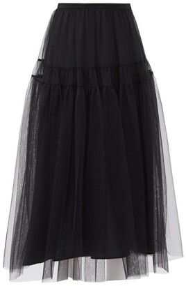 Molly Goddard Lottie Gathered Tulle Skirt - Black