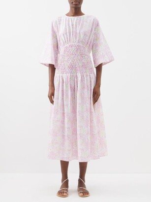 Merlette New York Alma Floral-print Cotton Midi Dress