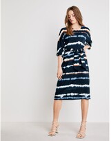 Thumbnail for your product : Taifun Navy Pattern Tie Waist Dress 180002-110004