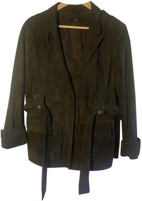 HUGO BOSS Green Leather Leather Jacket for Women