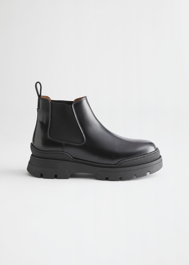 And other stories Chunky Leather Chelsea Boots - ShopStyle