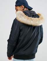 Thumbnail for your product : Tommy Hilfiger Tech Bomber Hooded Detachable Faux Fur Trim In Black