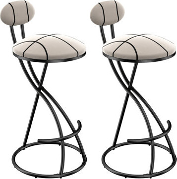 Hokku Designs Counter Height Striped Bar Stools, Of 2 With Modern Velvet Upholstery, Ergonomic , Footrest, Stable Base, 220 Pounds Loading, Indoor Use For Small Res