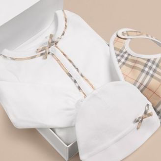 Burberry Check Cotton Three-piece Baby Gift Set