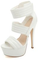 Thumbnail for your product : Charlotte Russe Anne Michelle Three-Strap Quilted Platform Heels
