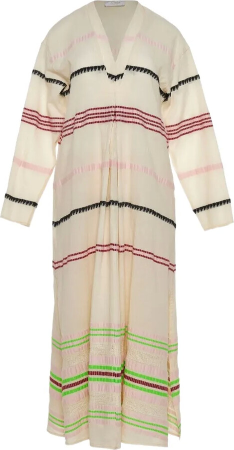 Devotion striped V-neck midi dress