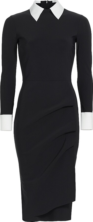 Chiara Boni La Petite Robe Women's Ferflo Bic Collared Cocktail Dress - Black White - Size 16