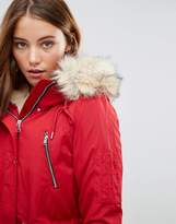 Thumbnail for your product : Pimkie Zip Detail Parker With Faux Fur Hood