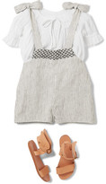 Thumbnail for your product : Innika Choo Kids Smocked Striped Linen Dungarees And Cotton Top Set