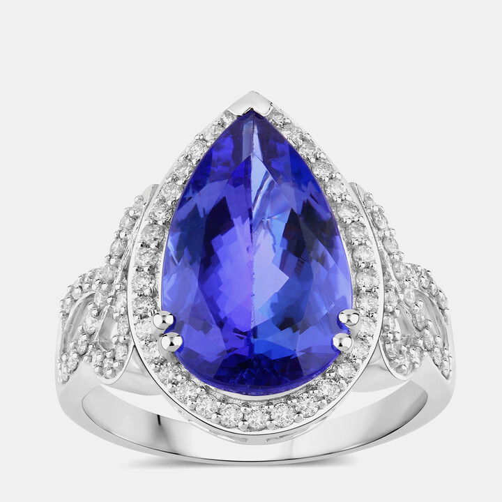 Hautefacets 5.24 cts Tanzanite and Diamond 14K White Gold Statement Ring US Size 7