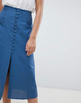 ASOS Tall DESIGN Tall full midi skirt with button front