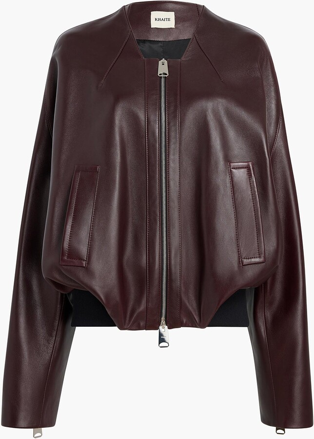 KHAITE Hewit Jacket in Bordeaux Leather