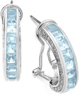 Thumbnail for your product : Townsend Victoria Sterling Silver Blue Topaz (4-3/8 ct. t.w.) and Diamond Accent J-Hoop Earrings