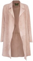 Thumbnail for your product : Long Classic Suede Leather Jacket With Side Pockets Beige