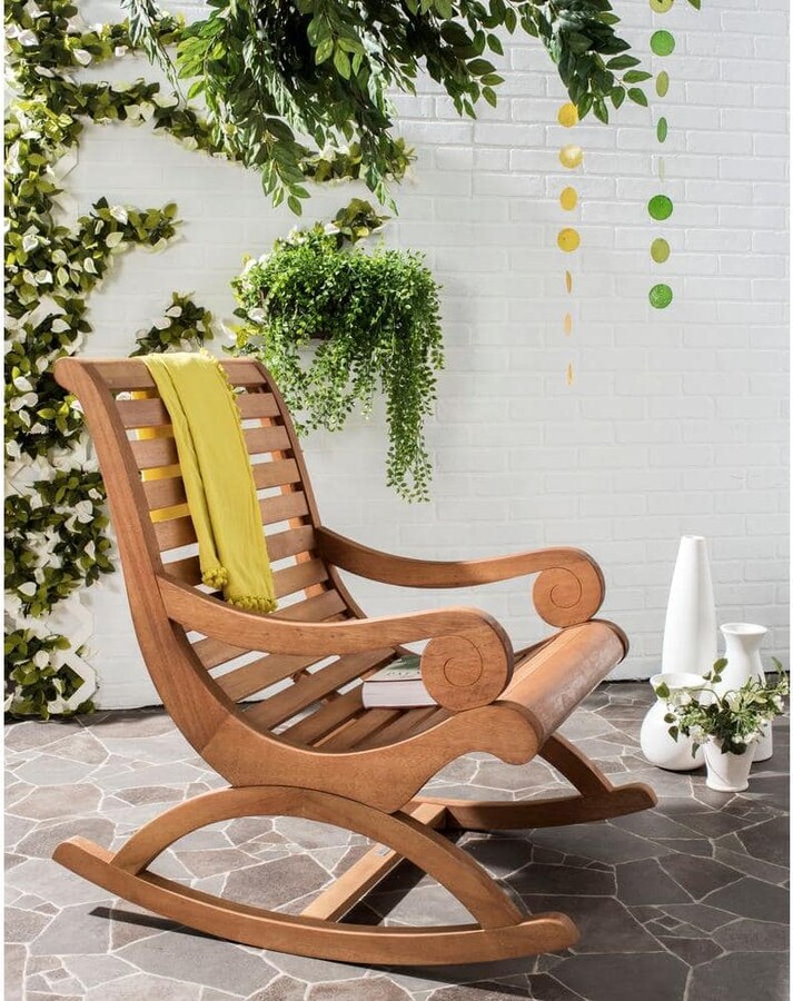 Safavieh Sonora Teak Brown Eucalyptus Wood Outdoor Rocking Chair