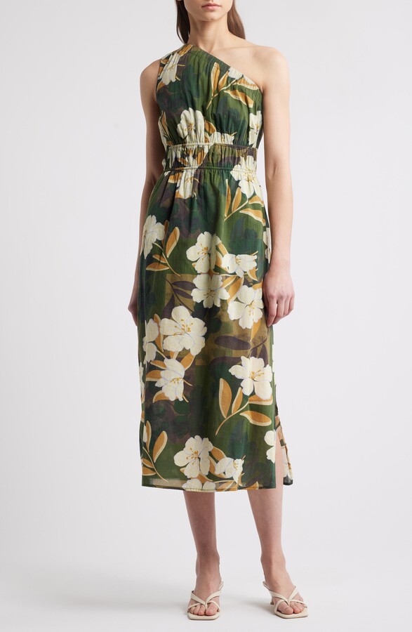 Rails Selani Floral One-Shoulder Cotton Midi Dress