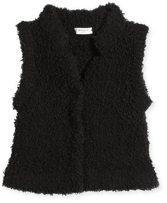 Milly Minis Faux Fur Cashmere-Blend Vest, Black, Size 4-7