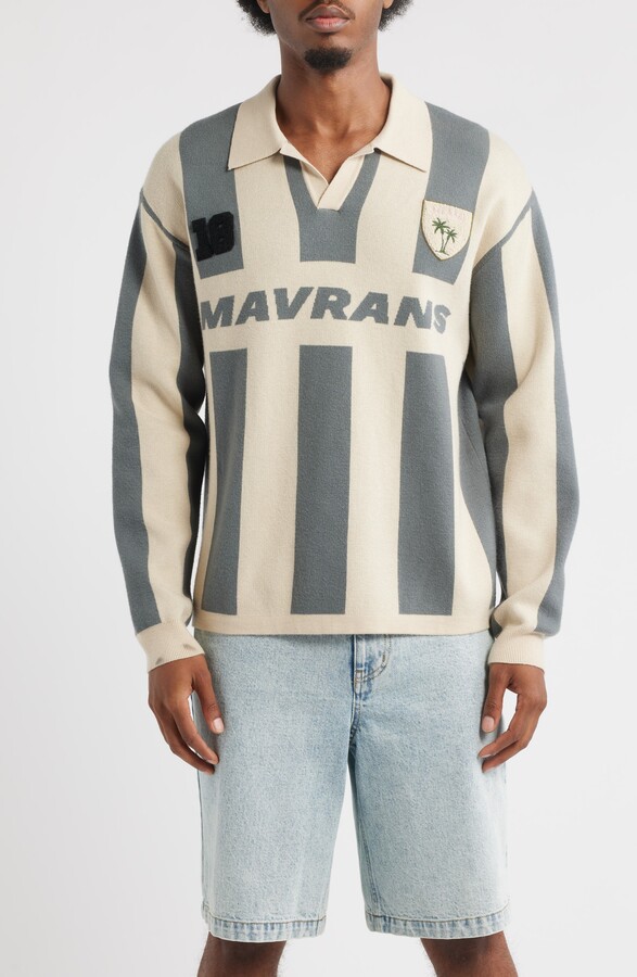 MAVRANS Stripe Long Sleeve Knit Soccer Jersey